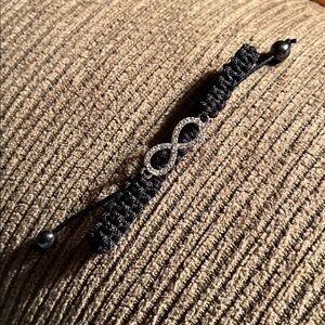Black Braided Bracelet with Infinity Symbol